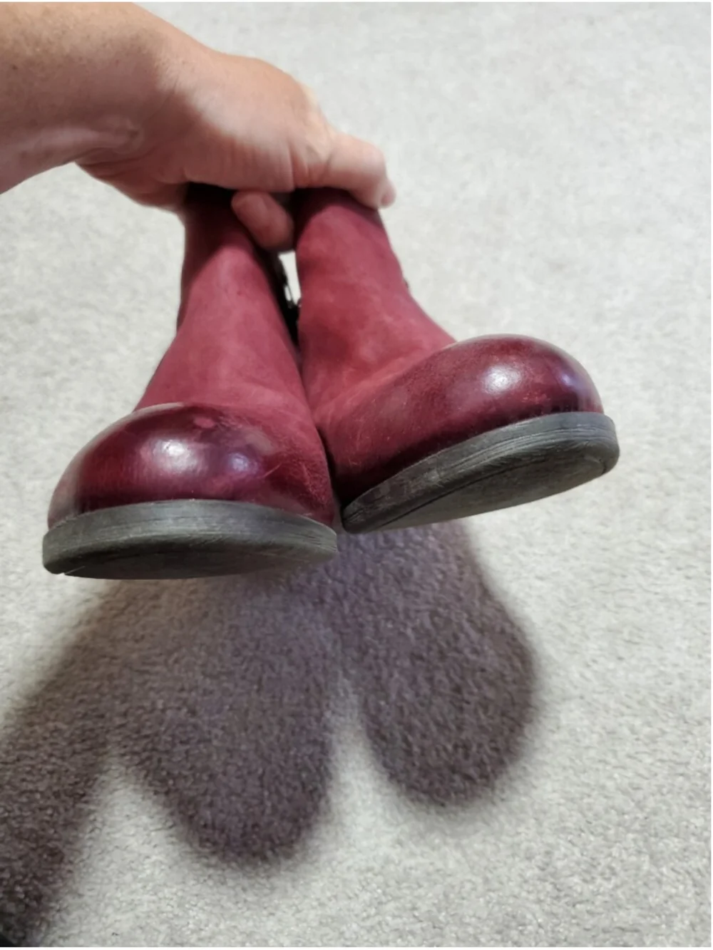 MIZ MOOZ Bangkok Leather & Floral Velvet Ankle Boots Red 39EU 8.5US Burnished